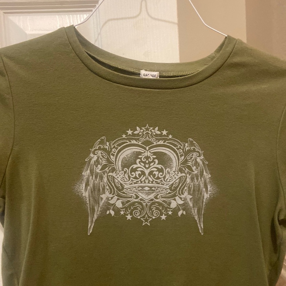 Garage army green crop top